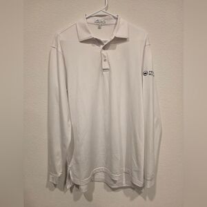 Peter Millar Polo Shirt Mens Large Summer Comfort Performance Long Sleeve White